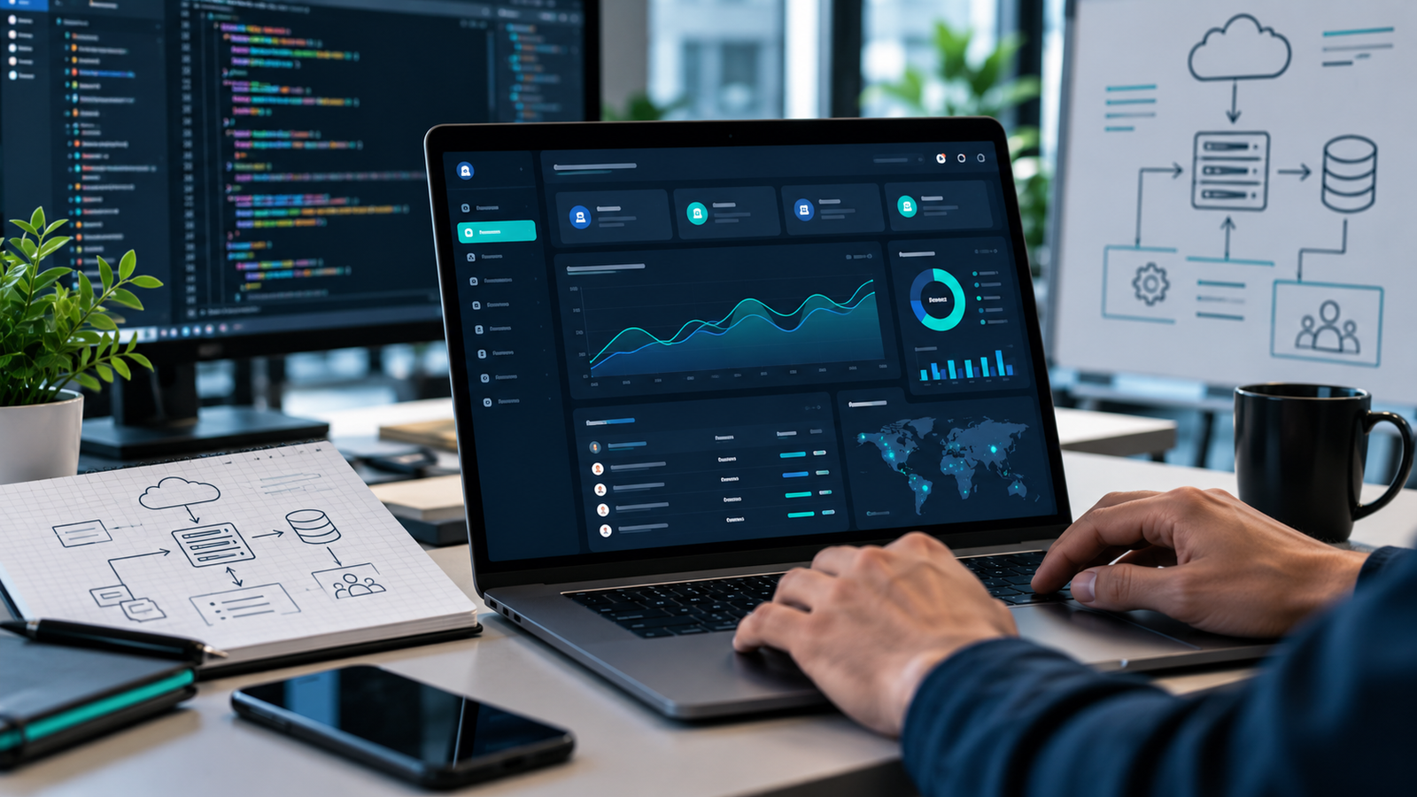 Enterprise web application dashboard on a developer workstation